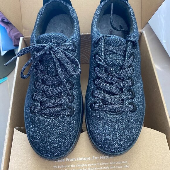 Allbirds Women 8 Wool Piper Raven Black Lace Up Comfort Round Toe New - Picture 2 of 7